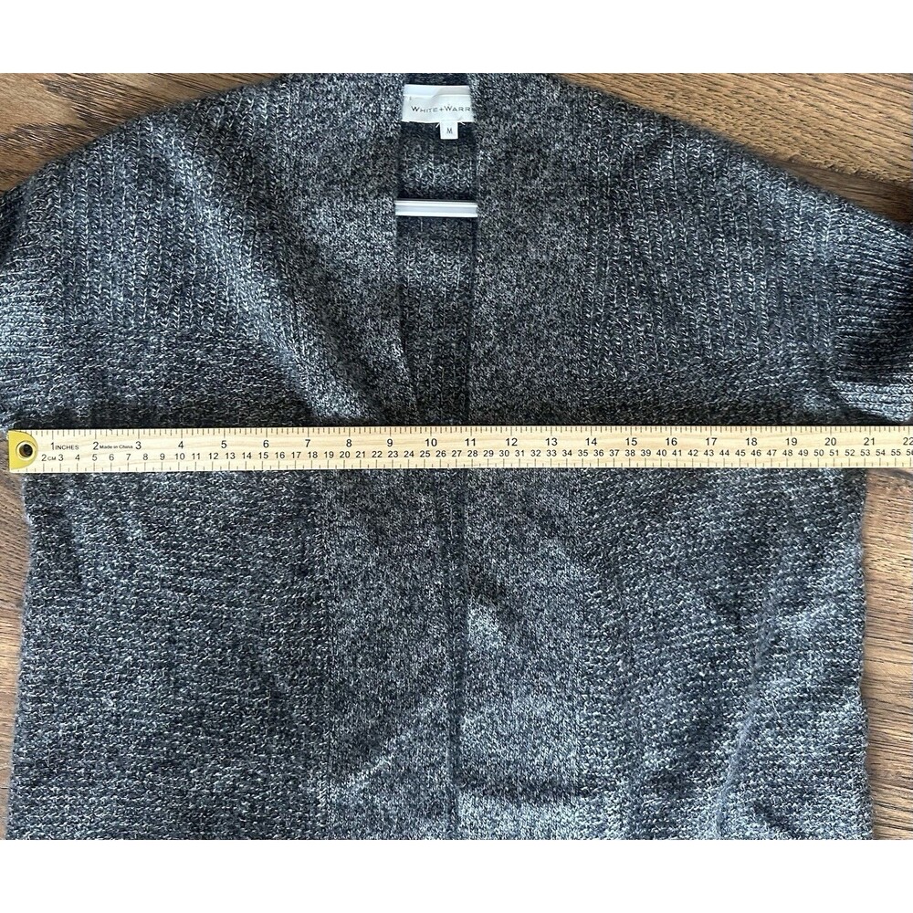 White + Warren 100% Cashmere Long Open Cardigan Gray Pockets Soft Knit Size M - Picture 5 of 7